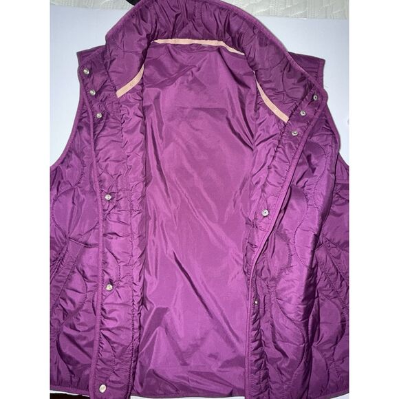 Lou & Grey Quilted Pocket Vest Puffer Luxe Purple Snaps Funnel Collar Size XXL - Picture 6 of 12